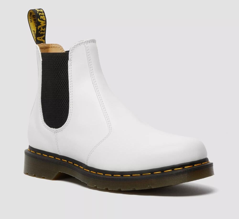 Dr. Martens Youth 2976 J White Leather Chelsea Boots Side Zip Size 3